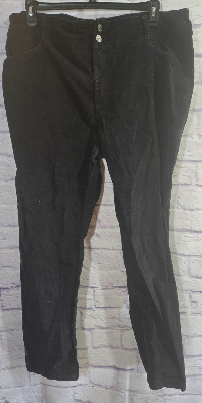 Terra & Sky Black Corduroy Jeans 20W Plus Lightweight Soft Stretch Pockets